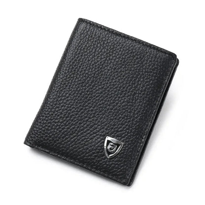 100% Genuine Leather Men Wallet Premium Product Real Cowhide Wallets For Man Short Black Credit Card Cash Receipt Holder Purse
