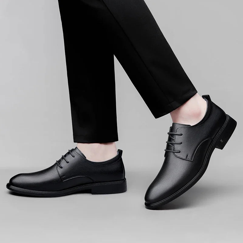 New Mens Formal Business Oxford Shoes Classic Leather Dress Shoes Wedding Office Casual Footwear Derby Shoes Male Sneakers