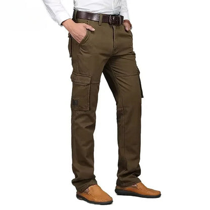 2026 New in Men's Pants Straight Leg Cotton Cargo Trouser Male Stretch Autumn Zipper Multi Pocket Classic Casual Work Wear Army