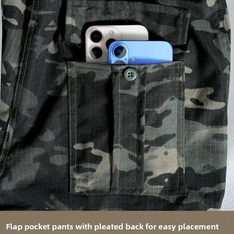 Wear-Resistant Cargo Pants Men Casual Work Stretch Trousers Breathable Multi-Pocket Outdoor Waterproof Training Hiking Pant Male