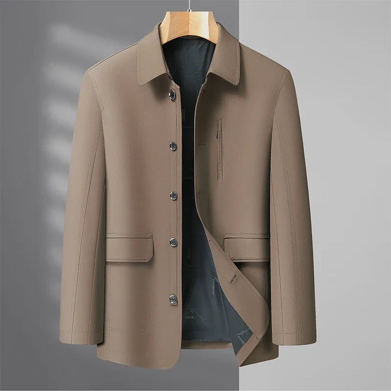 Men's Turn-down Collar Button Jacket Business Casual Outerwear for Male