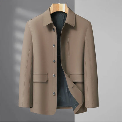 Men's Turn-down Collar Button Jacket Business Casual Outerwear for Male