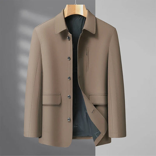 Men's Turn-down Collar Button Jacket Business Casual Outerwear for Male