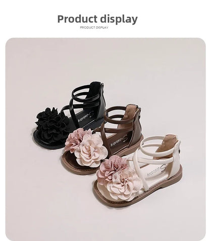 Girls' Sandals 2026 Summer New Children's Flower Princess Shoes Soft Sole Anti Slip Baby Girls' Roman Sandals