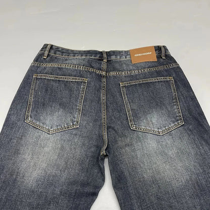 Patchwork Straight Leg Jeans Plus Size Multi Pocket Japanese Streetwear High Quality Trendy Skater Fit Denim Trousers 2025 New