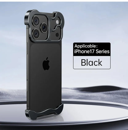 Luxury Irregular Metal Bumper Phone Case For iPhone 17 Air Pro Max Aluminum Shockproof Corner Pads Plating Ultra Thin Back Cover