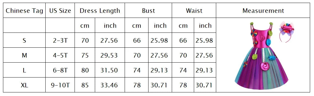 2025 Purim Festival Suspender Rainbow Dress For Girl Candy Lollipop Costume Party Gift Candy Dress + Lollipop Accessories Suit