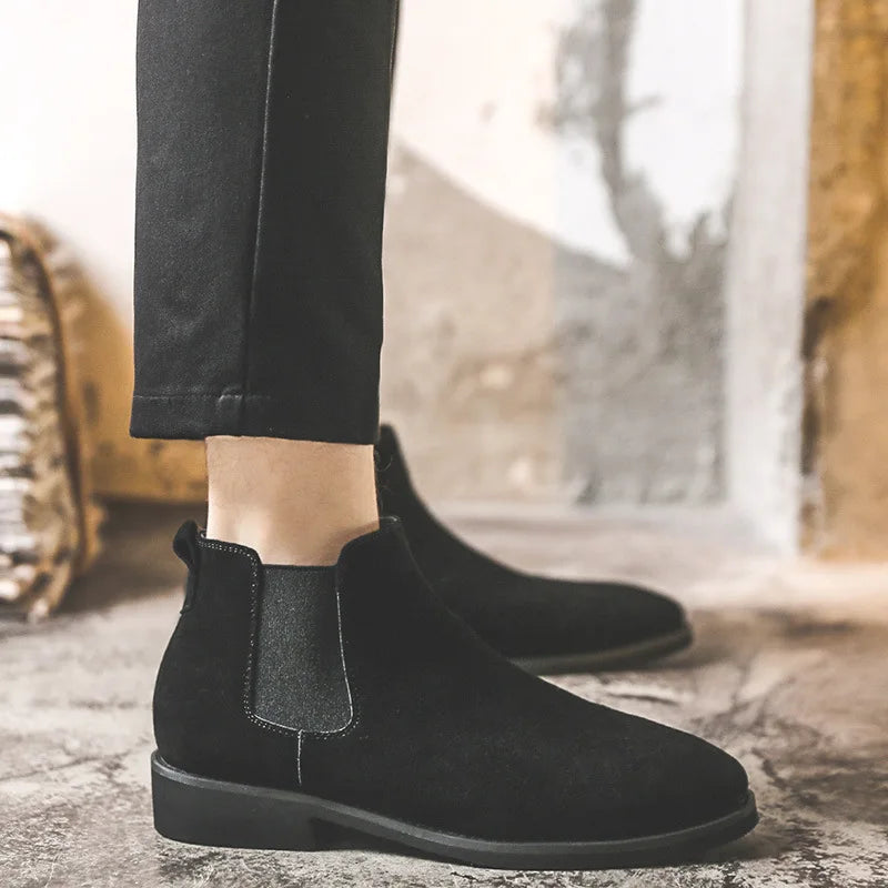 2026 Men Elevator Shoes Chelsea Boots 6cm 8cm Invisible Inner Increase Shoes Man Height Increasing Shoes Suede Leather Men Boots