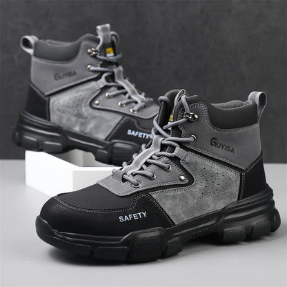 New Fashion 2026 High Top Safety Work Shoes Men Sneakers Steel Toe Cap Anti-puncture Indestructible Construction Site Boots