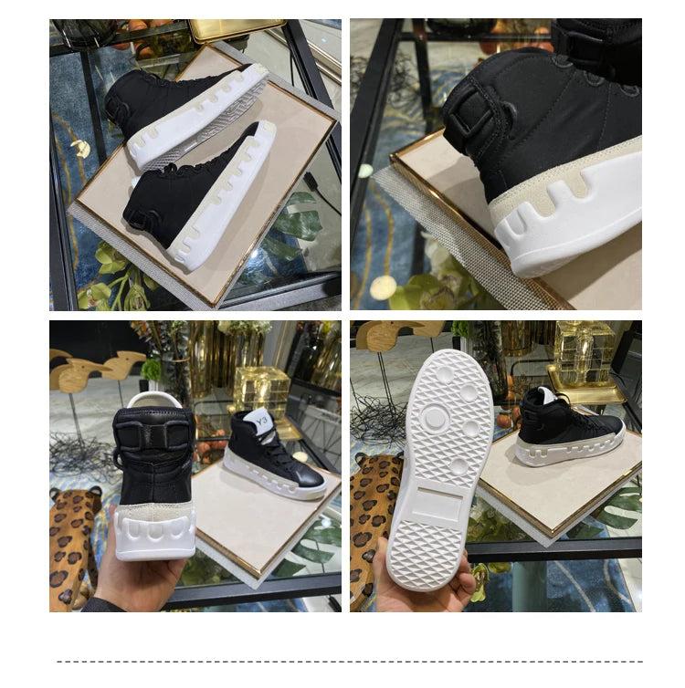 American European Fashion Casual Shoes Men High-top Sneaker Boots Cowhide Comfortable Leather Ankle Boots Lace-up Flat Trainers