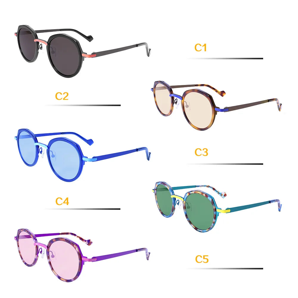 Acetate Sunglasses UV400 Polarized Green Metal Frame Lightweight Comfortable Fashion Sun Glasses with Colored Bridge