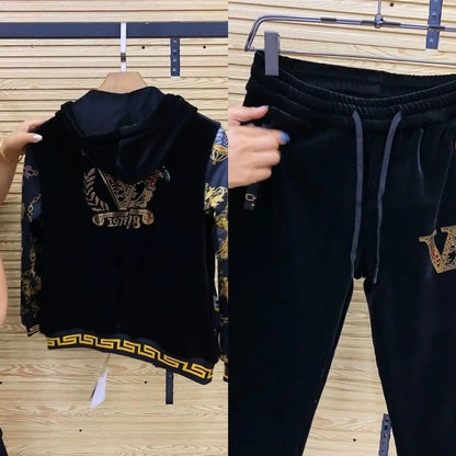 Men's autumn casual two-piece set, new coat, pants, fashionable youth suit.