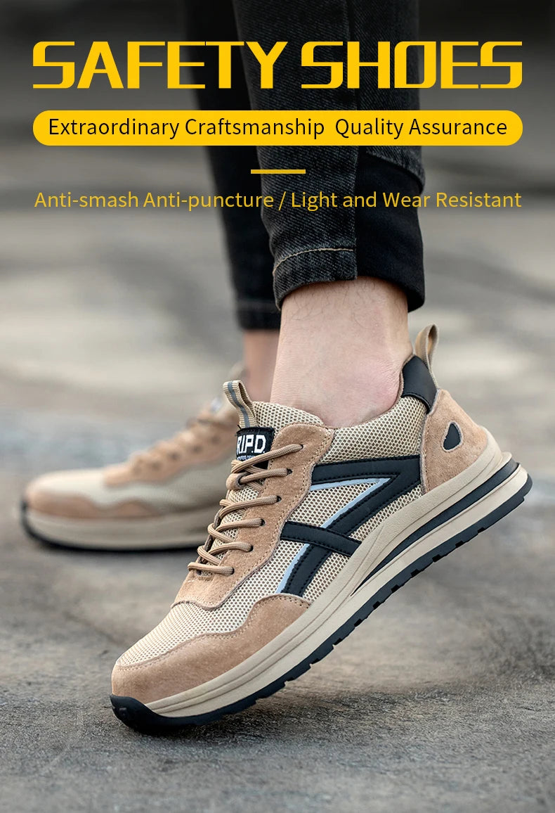 2022 Male Work Boots Indestructible Safety Shoes Men Steel Toe Shoes Puncture-Proof Work Sneakers Male Shoes Adult Work Shoes