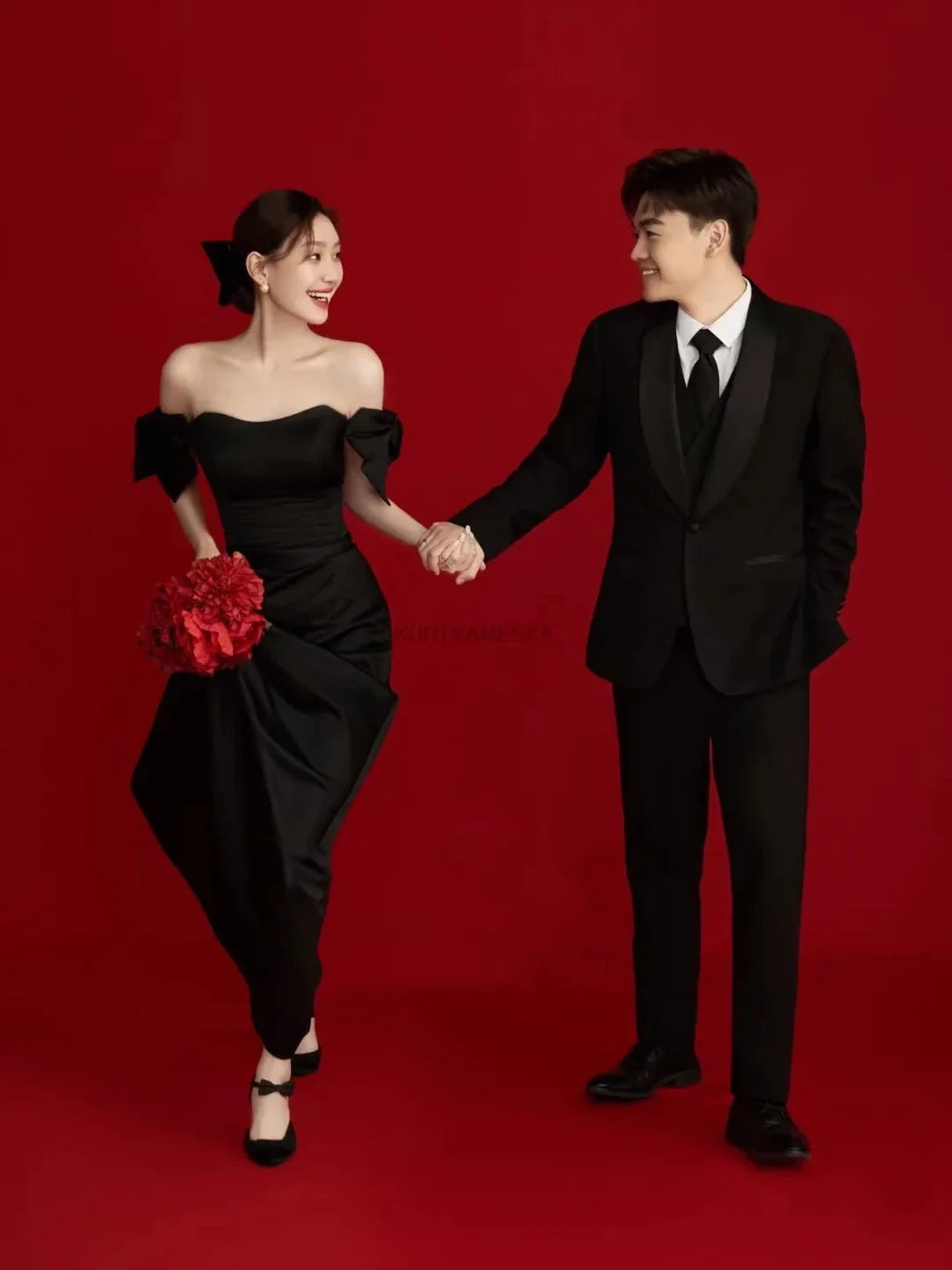 Wedding Dresses Sweet Bow Off The Shoulder For Women 2024 Satin Black Evening Dress Elegant Floor-length Simple Wedding Shooting