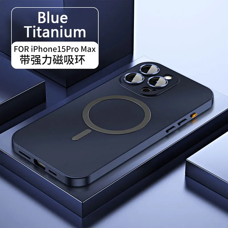 Aluminum Metal Frame Magnetic Case For iPhone 13 12 14 15 16 17 Pro Max For Magsafe Wireless Charging Lens Film PC Back Panel