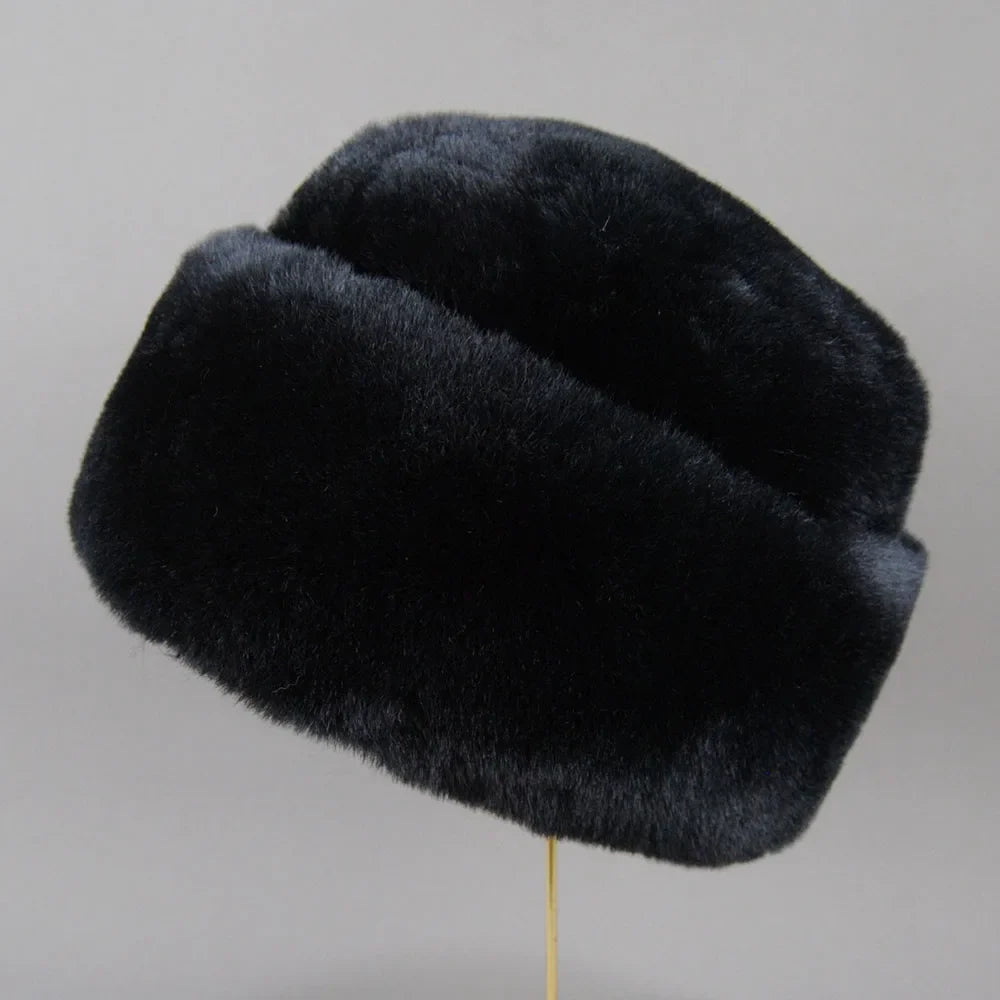 New Winter Outdoor Women Fake Real Rabbit Fur Hat Natural Warm Rabbit Fur Bomber Hats Male Quality Fake Rabbit Fur Caps