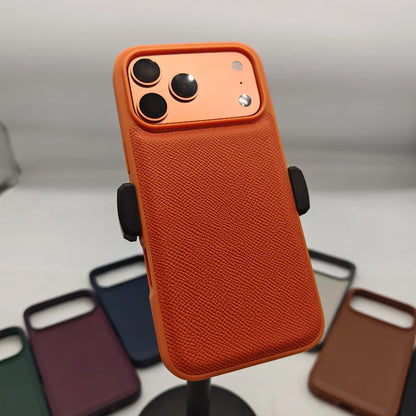 Ultra Thin Epsom PU Leather Magnetic Phone Case Non-Slip Grip Anti Fingerprint Phone Cover for iPhone 17 Pro 17 Pro Max