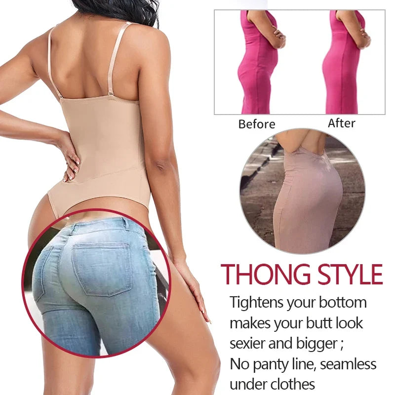 Thongs Bodysuit Shapewear Women Full Body Shaper Waist Trainer Steel Bones Tummy Control Underwear Flat Belly Underbust Corset