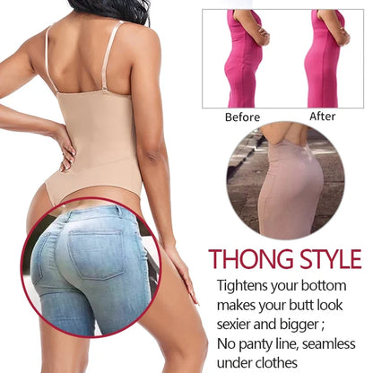 Thongs Bodysuit Shapewear Women Full Body Shaper Waist Trainer Steel Bones Tummy Control Underwear Flat Belly Underbust Corset