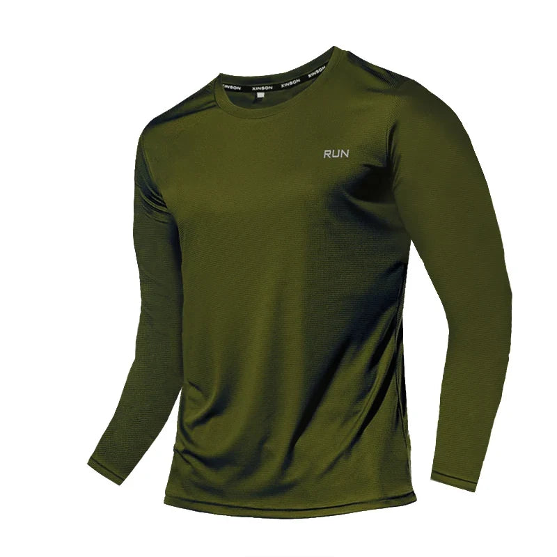Men's Quick Dry Long Sleeve Gym Running Moisture Wicking Round Neck T-Shirt Training Exercise Gym Sport Shirt Tops Lightweight