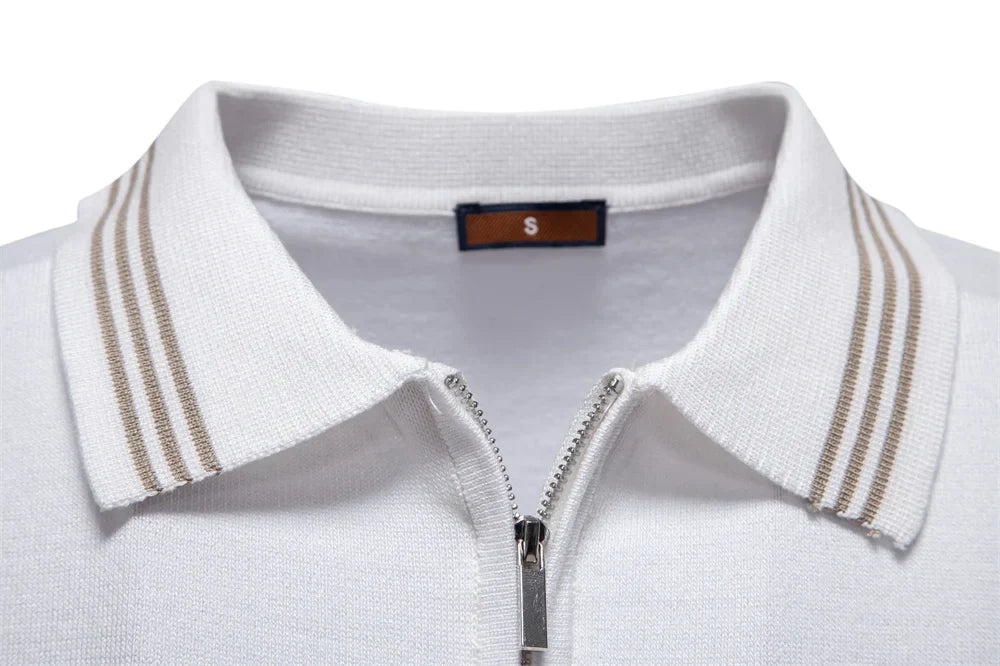 ‌2025 Men's Slim Fit Solid & Striped Business Casual Polo Shirts Breathable Short Sleeve Comfort Top for Office Social Summer