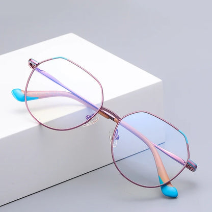 Metal Myopia Prescription Glasses Hyperopia Reading Glasses Women Anti Blue Light Computer  Glasses Optical Glasses Frame