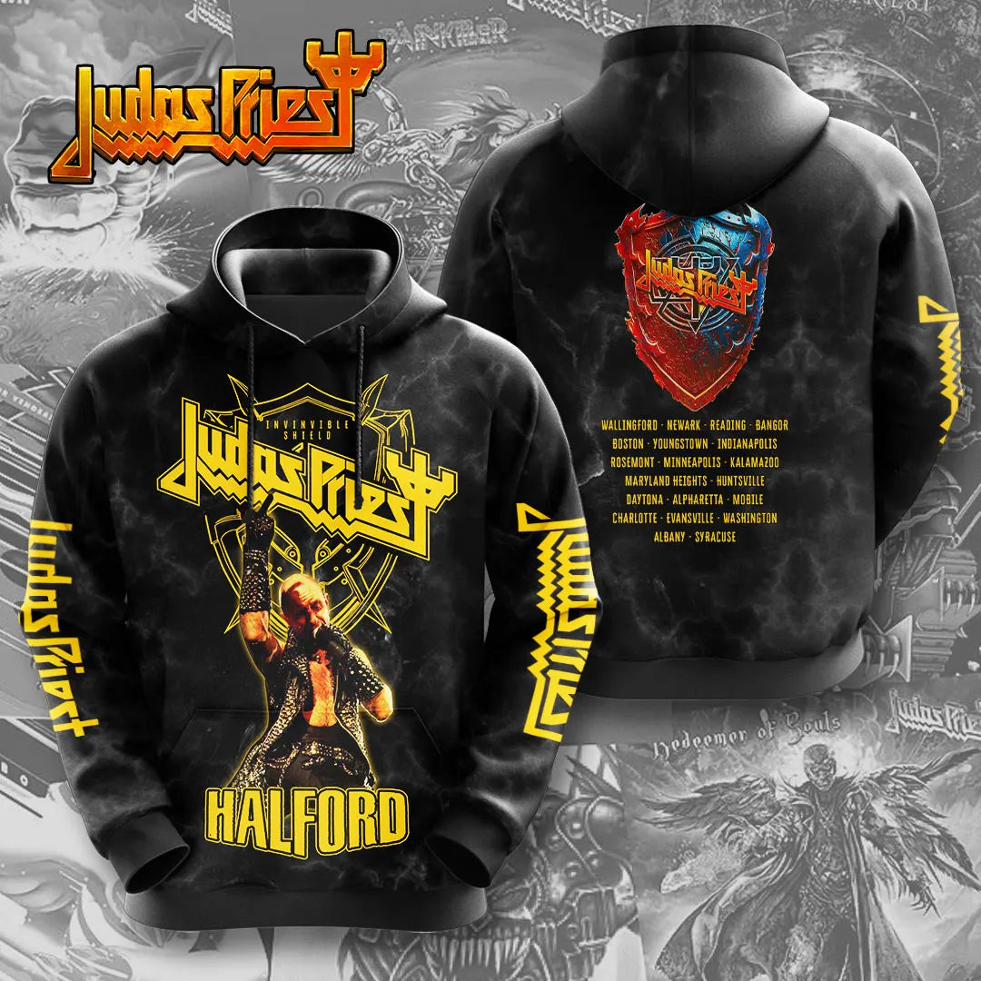 Rock band Judas Priest retro 3D printed men's and women's sports shirts, street long sleeved pullovers, American sweatshirts