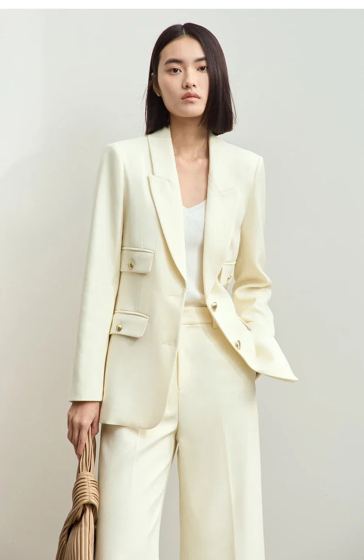 Minimalist Blazers Women Autumn 2024 Clothing Vintage Buttons Up Coat Basics Long Sleeve Jacket Office Lady Blazer 12453051