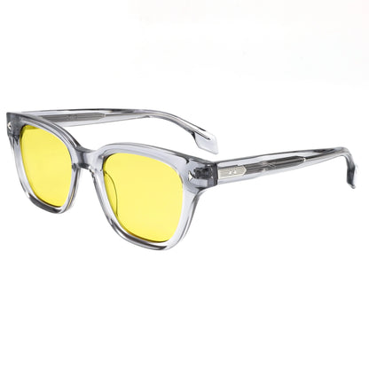 Retro Sunglasses Black Acetate Dark Red Temples UV400 Non-Polarized Rectangle Unisex Eyewear
