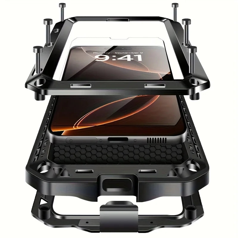 Metal Doom Armor Case for iPhone 17 16 15 14 13 Pro Max 360 Full Body Shockproof Armour Protective Cover