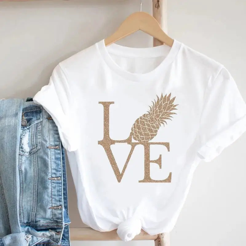 Women's Geometric Floral Print European and American Clothing Short Sleeve T-shirt Women Clothes  Tops  Harajuku