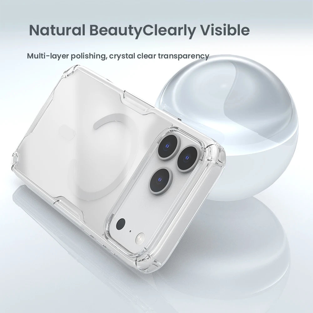 For iPhone 17 Pro Max 17 Air iPhone 16 Pro Max 16 Plus 17Pro Nature Pro Magnetic Transparent TPU Frame Cover Phone Case