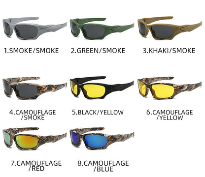 New UV400 Punk Men's Fashion Sport Sunglasses Cycling Driving Tactical Windproof  Coated Frame Fishing Riding Sun Glasses