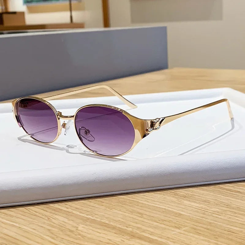 2026 New Fashion Brand Luxury Designer Sunglasses Women Leopard Vintage Trendy Oval Top Shades Punk Travel Party Elegant Glasses