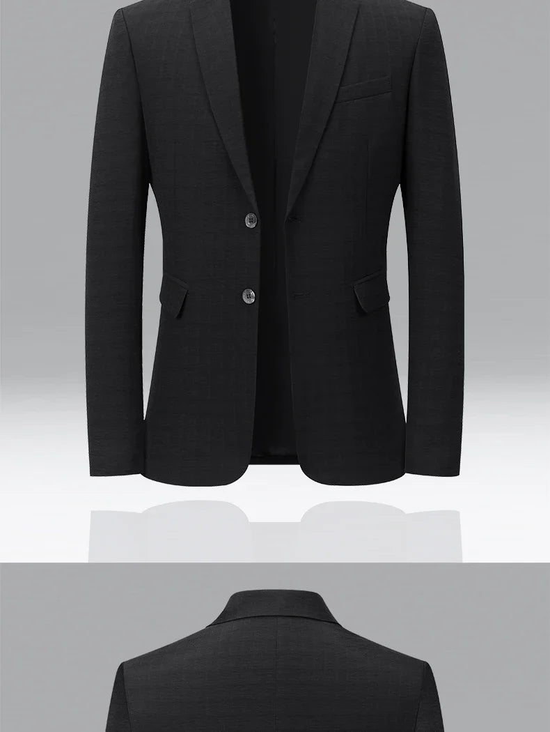 Brand Business England Style Men Suit Slim Fit Easy Care Spring Autumn Wedding Black Formal Blazer for Men Clothing