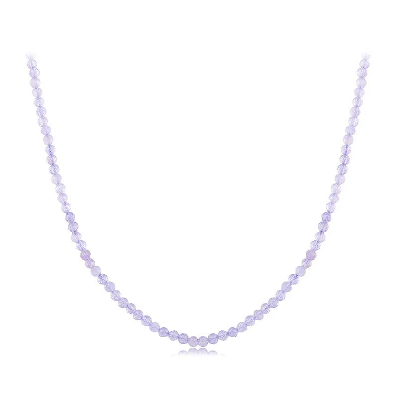 Amethyst Necklace for Women 3mm Handmade Amethyst Beaded Necklace Natural Crystal Choker Necklace Jewelry Gifts BSN431