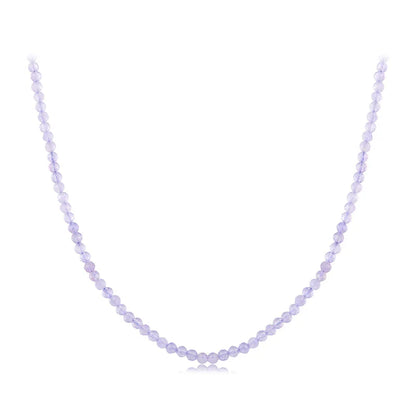 Amethyst Necklace for Women 3mm Handmade Amethyst Beaded Necklace Natural Crystal Choker Necklace Jewelry Gifts BSN431