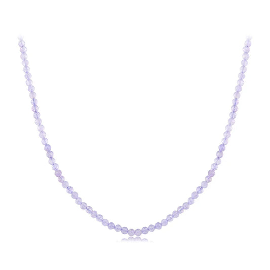 Amethyst Necklace for Women 3mm Handmade Amethyst Beaded Necklace Natural Crystal Choker Necklace Jewelry Gifts BSN431