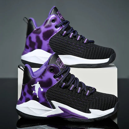 A pair of children's four-season high-top mesh basketball shoes, wear-resistant and comfortable sneakers, size 30-40，CT-685