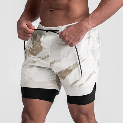 Fashion Gym Shorts for Men Clothing Casual Sweatpants Outdoor Running and Cycling Breathable Double-layer Shorts Men