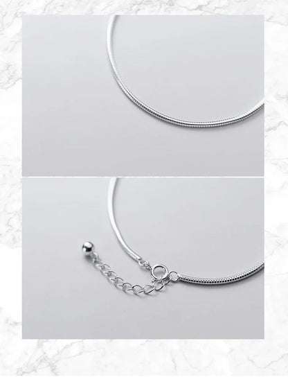 Hight Quality 100% 925 Sterling Silver Fashion Classic Snake Chain Bracelet Anklet Link for Women Fine Jewelry Bijoux
