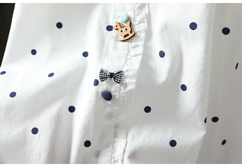 2026 Korean style clothes women spring cotton white polka dot print shirts long sleeve blouses Middle-aged women's clothing
