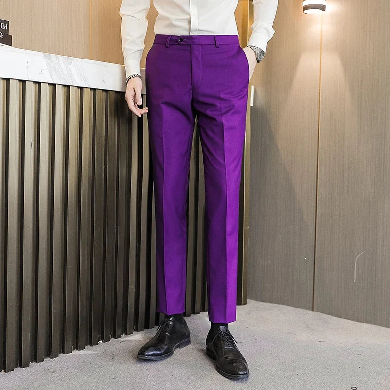 Bright Red Men's Suit Pants, Asian Size Business/office Formal Trousers, Available in Blue, Black, Purple, Gray, Khaki, Green.