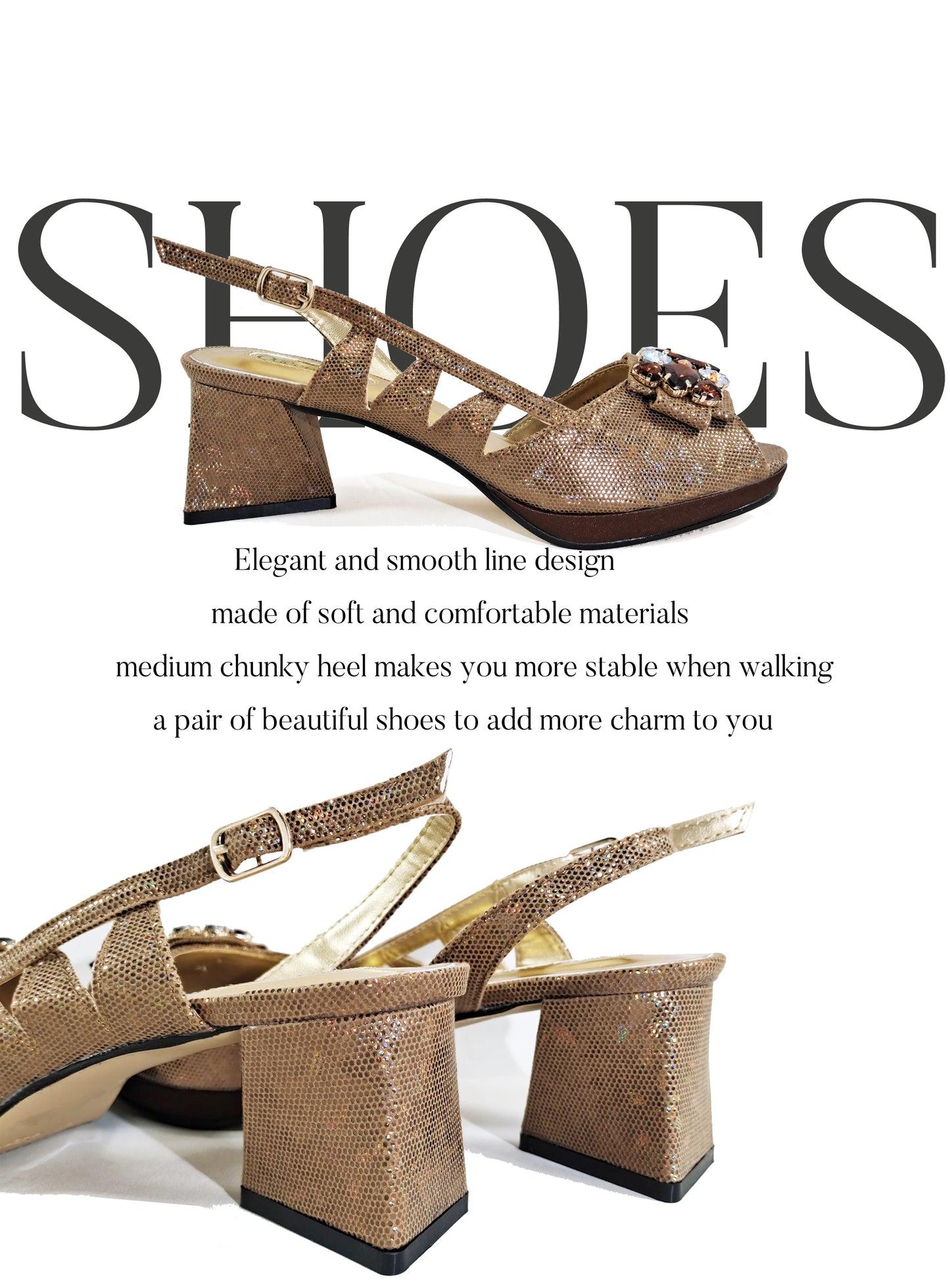 2025 New-Season Peep Toe Ladies' Shoes Elegant Coral Color Diamond-Embellished High Heels Italian-Designed Shoe and Handbag Set