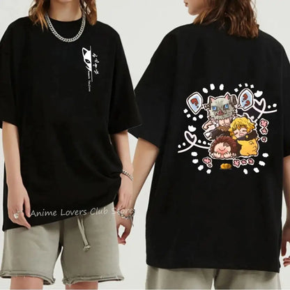 Japanese Anime Demon Slayer Graphic Print T Shirt Fashion Casual Crew Neck Short Sleeve Plus Size T Shirt Women