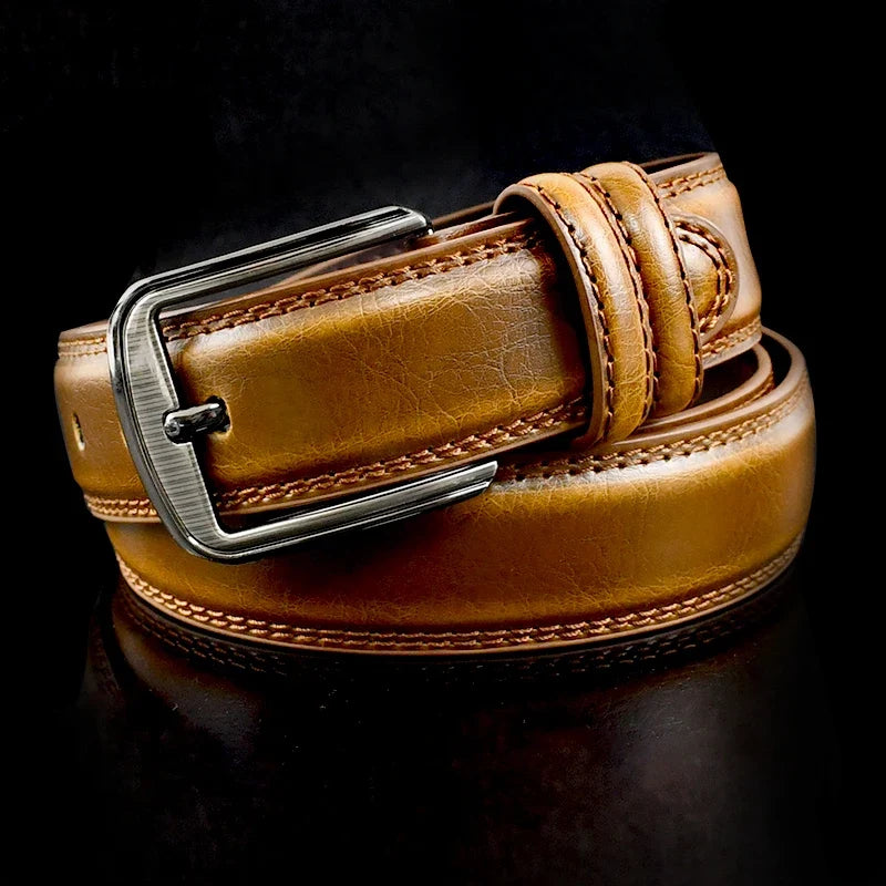 3.7*110-130cm Men's 2nd Cowskin Leather Belts Male Designer Business Waistband Crafts for Adults Jeans Accessories