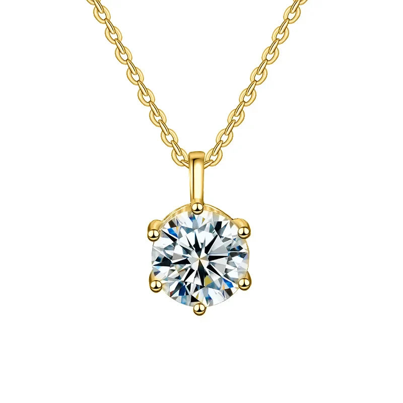 2.0ct VVS1 D Color Moissanite Necklace 925 Soild Sterling Sliver Chain with Certificate Fine Jewelry for Woman