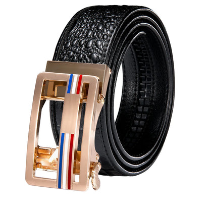 Crocodile Designer Luxury Genuine Leather Belts for Men Casual Jeans Belt Strap Gold Automatic Buckle Black Belt PD-2036