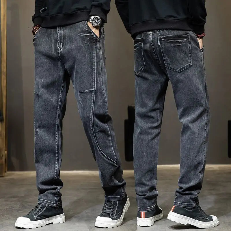 Summer Designer Clothes High Quality Punk Harajuku Fashion Casual Plus Size Slim Fit Denim Jeans for  2024 Cowboy Pants for Men