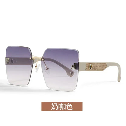 2025 New Fashion Gradient Sunglasses Women Square POLARIZED Ladies Sun Glasses Girls Rimless Vintage Luxury UV400 Gafas De Sol